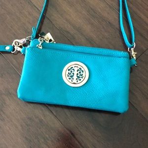 Teal faux leather purse/clutch